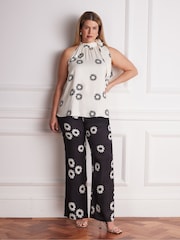 Live Unlimited Black Floral Print Straight Leg Trousers - Image 1 of 1