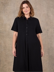 Live Unlimited Black Half Placket Shirt Dress - Image 3 of 4