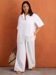 Live Unlimited Linen Blend Broderie Trousers - תמונה 2 מתוך 5