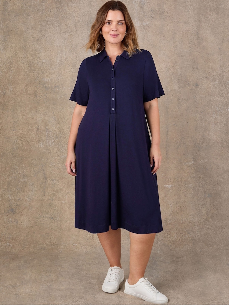 Live Unlimited Blue Half Placket Shirt Dress - Image 1 of 3