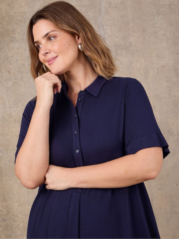 Live Unlimited Blue Half Placket Shirt Dress - Image 3 of 3
