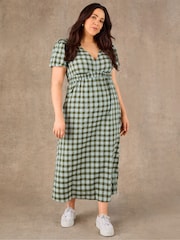 Live Unlimited Green Gingham V-Neck Midaxi Dress - Image 1 of 4