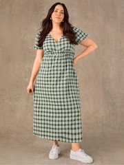 Live Unlimited Green Gingham V-Neck Midaxi Dress - Image 2 of 4