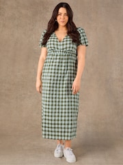 Live Unlimited Green Gingham V-Neck Midaxi Dress - Image 4 of 4