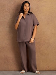 Live Unlimited Brown Stripe Short Sleeve Shirt - Image 5 of 5