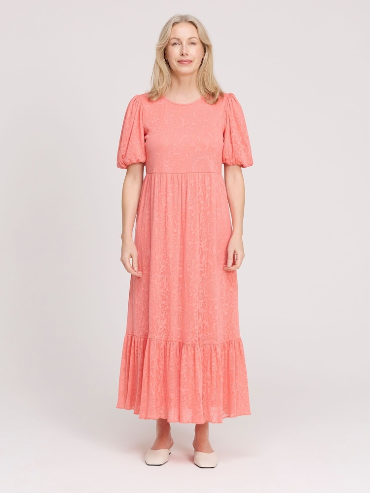 Portocaliu - Finery Yasmine Jersey Tiered Midi Dress - Imaginea 1 din 4