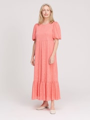 Portocaliu - Finery Yasmine Jersey Tiered Midi Dress - Imaginea 2 din 4