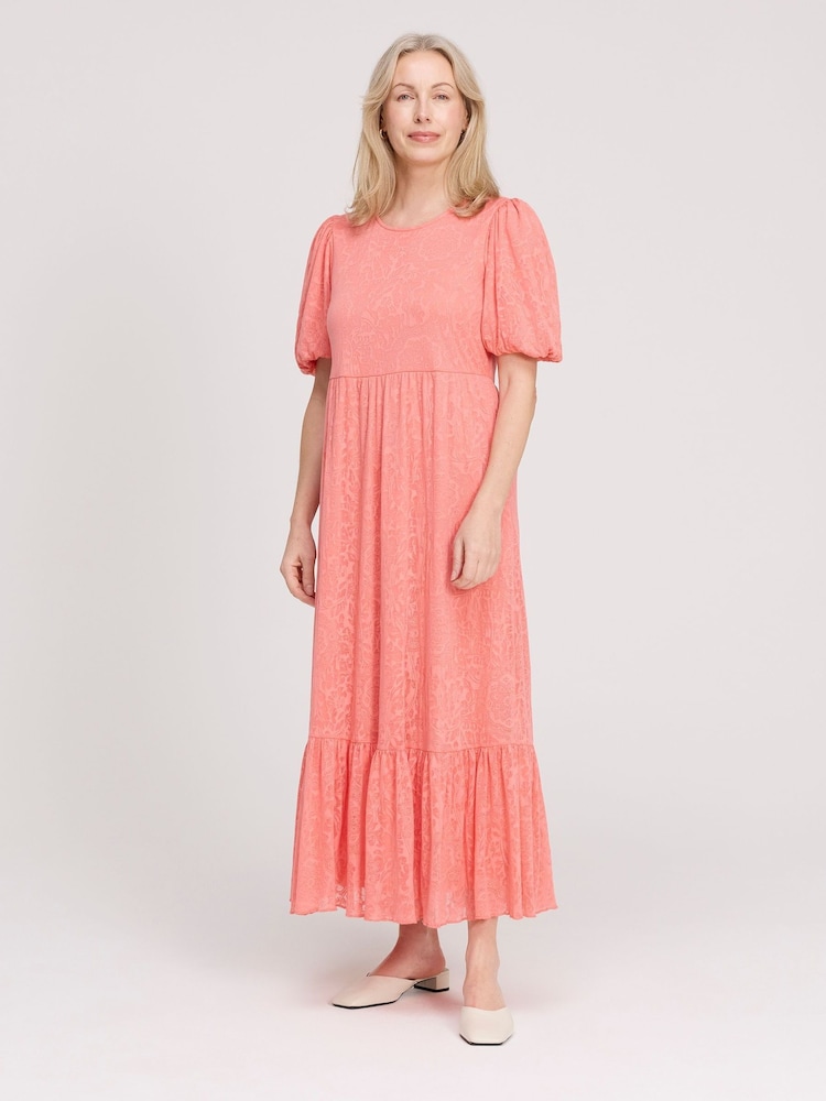 Portocaliu - Finery Yasmine Jersey Tiered Midi Dress - Imaginea 2 din 4