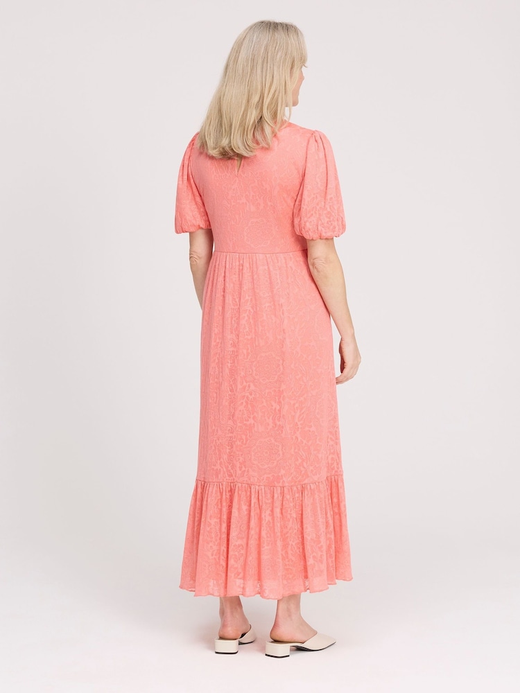 Portocaliu - Finery Yasmine Jersey Tiered Midi Dress - Imaginea 4 din 4