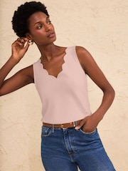 Love & Roses Rose Pink Scallop Scoop Neck Jersey Vest - Image 1 of 4