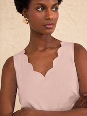Love & Roses Rose Pink Scallop Scoop Neck Jersey Vest - Image 2 of 4