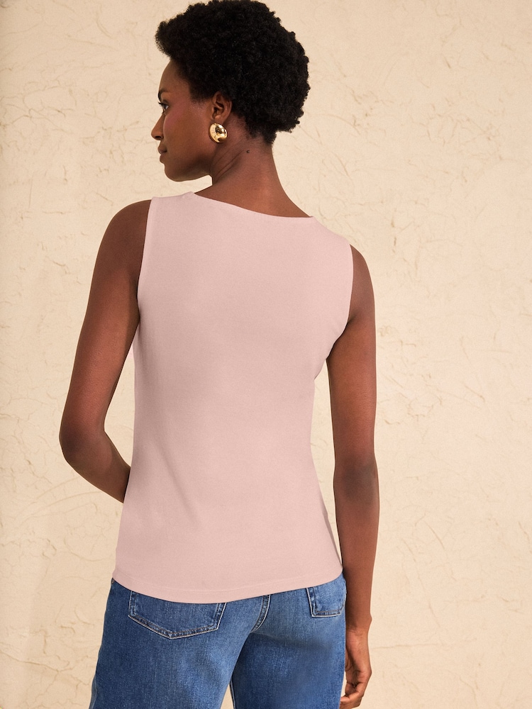 Love & Roses Rose Pink Scallop Scoop Neck Jersey Vest - Image 4 of 4 Love & Roses Rose Pink Scallop Scoop Neck Jersey Vest - Image 4 of 4