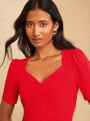 Love & Roses Red Short Sleeve Sweetheart Top - Image 2 of 4