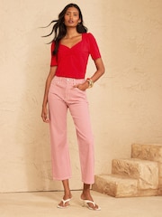 Love & Roses Red Short Sleeve Sweetheart Top - Image 3 of 4