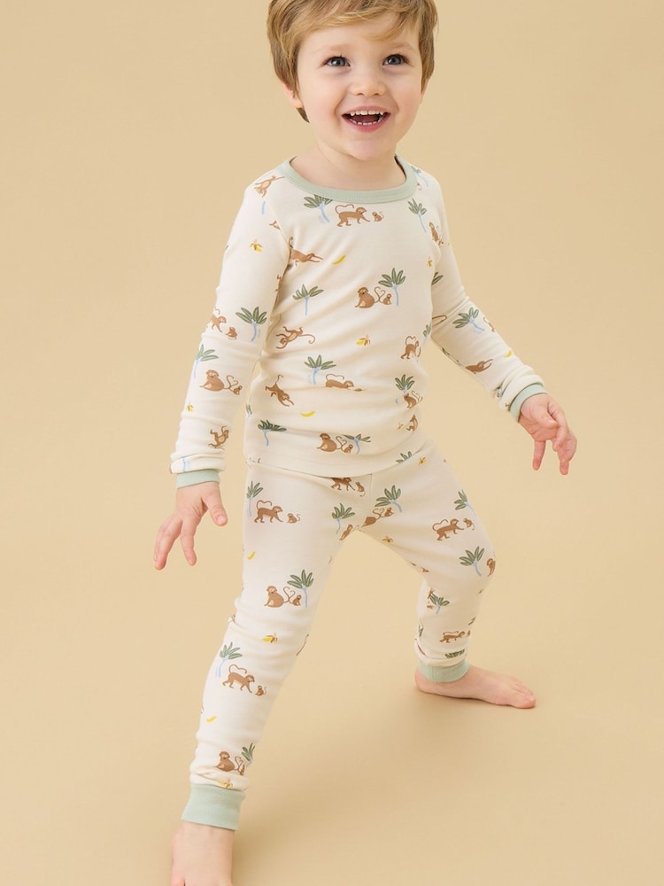 MORI Cream Monkeys Supersoft Pyjamas - Image 2 of 4 MORI Cream Monkeys Supersoft Pyjamas - Image 2 of 4