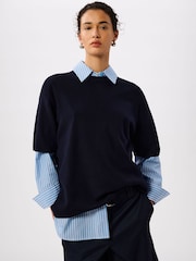 Whistles Blue Fine Knit T-Shirt - Image 1 of 5