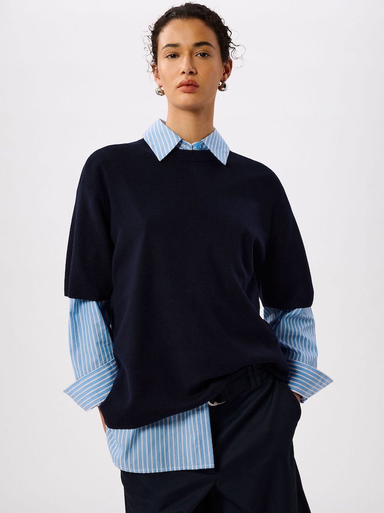 Whistles Blue Fine Knit T-Shirt - Image 1 of 5 Whistles Blue Fine Knit T-Shirt - Image 1 of 5