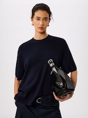Whistles Blue Fine Knit T-Shirt - Image 4 of 5