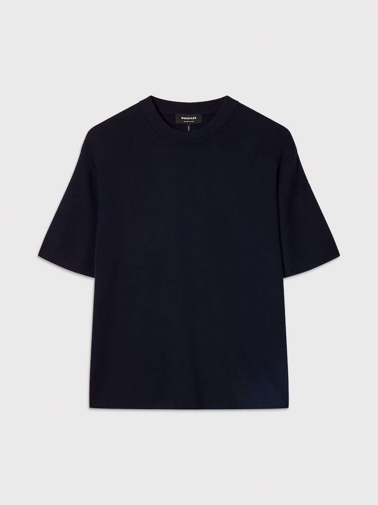 Whistles Blue Fine Knit T-Shirt - Image 5 of 5 Whistles Blue Fine Knit T-Shirt - Image 5 of 5