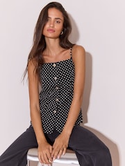 Lipsy Black and White Polka Dot Square Neck Waistcoat - Image 1 of 5