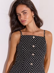 Lipsy Black and White Polka Dot Square Neck Waistcoat - Image 2 of 5