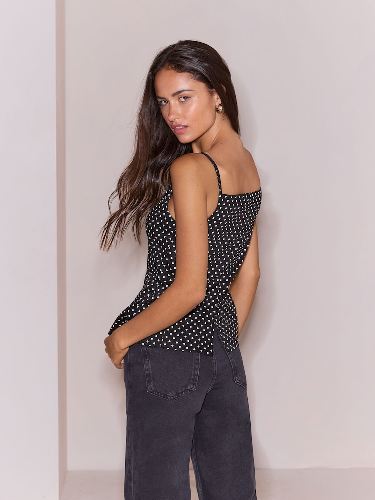 Lipsy Black and White Polka Dot Square Neck Waistcoat - Image 5 of 5