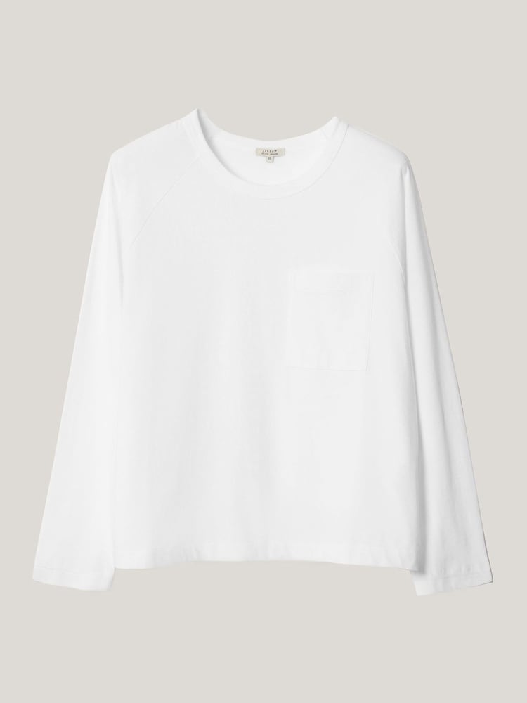 Weiß - Jigsaw Langarm-T-Shirt mit aufgesetzter Brusttasche - Bild 5 von 5