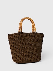 Whistles Green Bamboo Handle Crochet Bag - Image 1 of 4