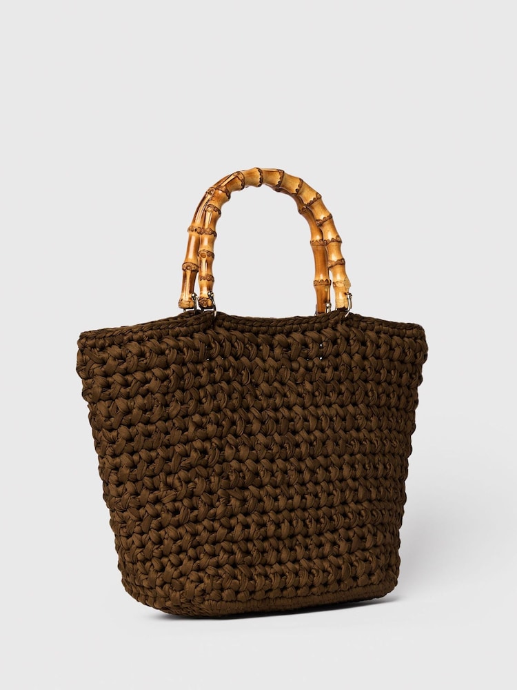 Whistles Green Bamboo Handle Crochet Bag - Image 1 of 4