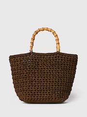 Whistles Green Bamboo Handle Crochet Bag - Image 2 of 4