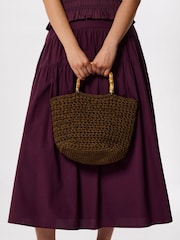 Whistles Green Bamboo Handle Crochet Bag - Image 4 of 4