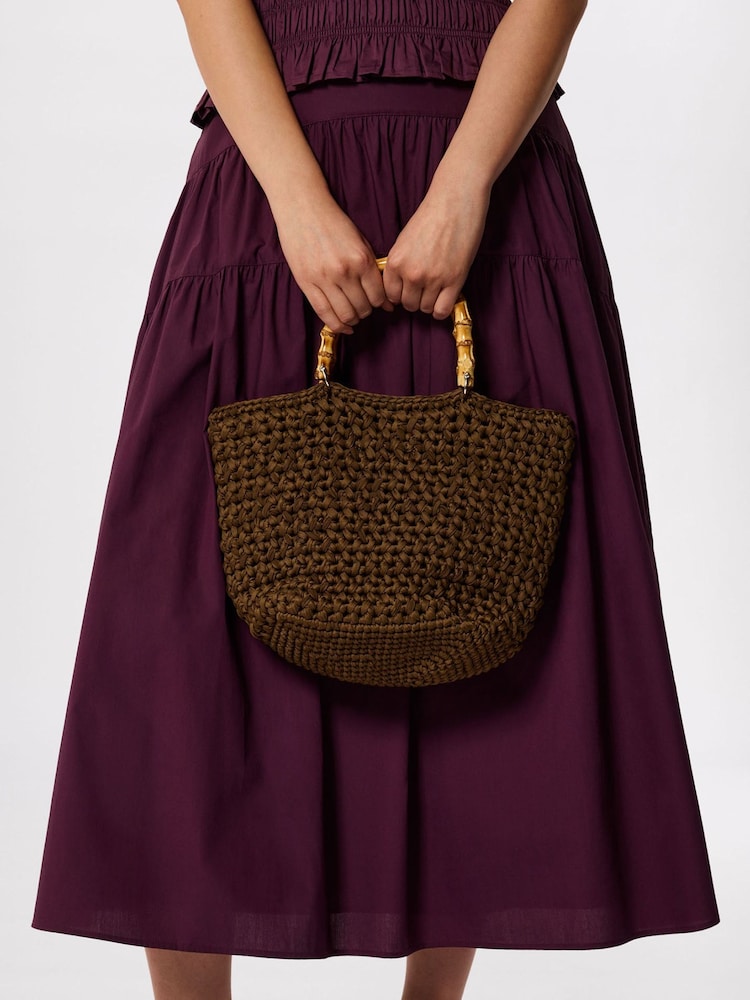 Whistles Green Bamboo Handle Crochet Bag - Image 4 of 4