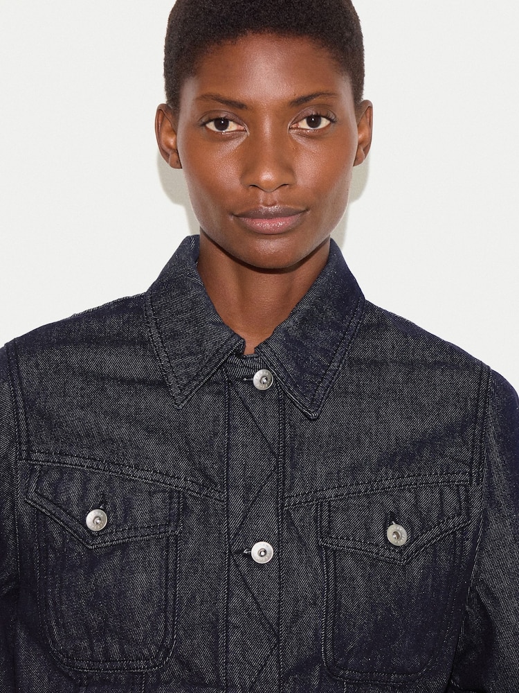 Womens Jigsaw Blue Denim Topstitch Jacket US 14