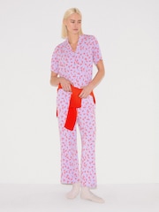 ורוד - Jigsaw Swirl Posy Cropped Pyjamas - תמונה 2 מתוך 5