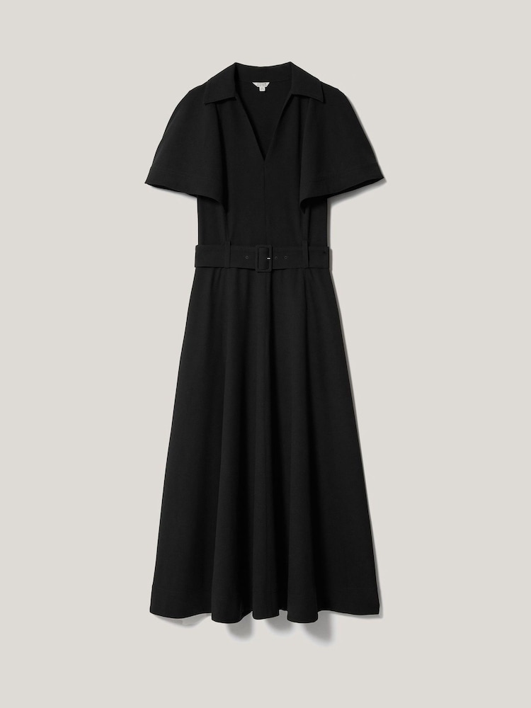 Schwarz - Jigsaw Cape-Ärmel Hemdkleid mit Gürtel - Bild 5 von 5