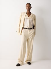 Jigsaw Cream Heavy Satin Pleat Front Top - Image 3 of 5