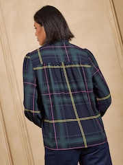 Love & Roses Navy Check Printed Petite Pussybow Long Sleeve Blouse - Image 5 of 5
