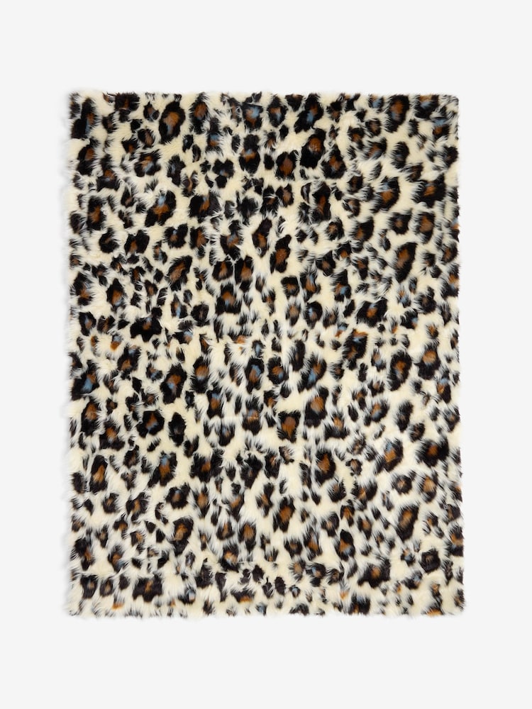 Rockett St George Blue Leopard Faux Fur Throw - Image 1 of 3 Rockett St George Blue Leopard Faux Fur Throw - Image 1 of 3