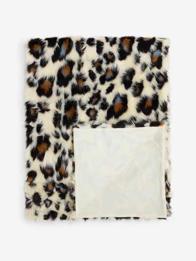 Rockett St George Blue Leopard Faux Fur Throw - Image 2 of 3 Rockett St George Blue Leopard Faux Fur Throw - Image 2 of 3