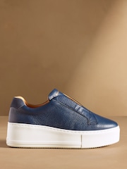 ネイビー ブルー - Russell & Bromley Park Up レースレス フラットフォーム スニーカー - 画像 3 / 7