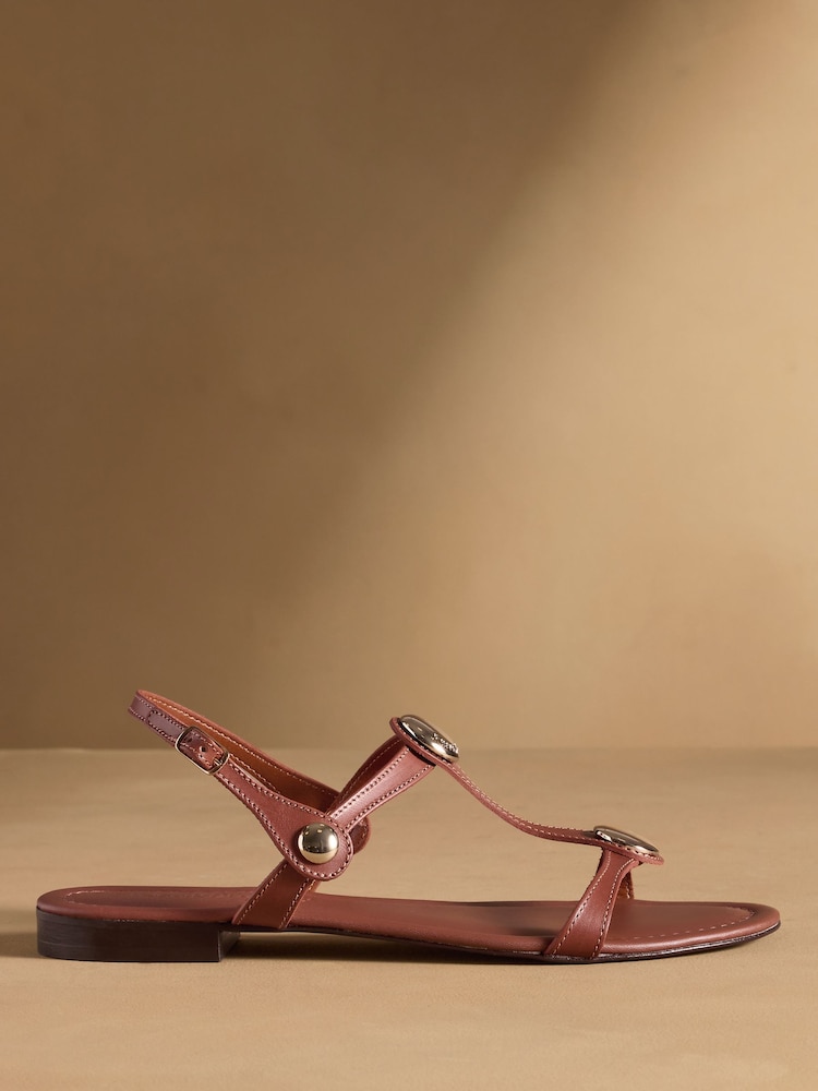 Russell & Bromley Brown Lauren Disc Trim Sandals - Image 2 of 7