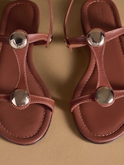 Russell & Bromley Brown Lauren Disc Trim Sandals - Image 7 of 7