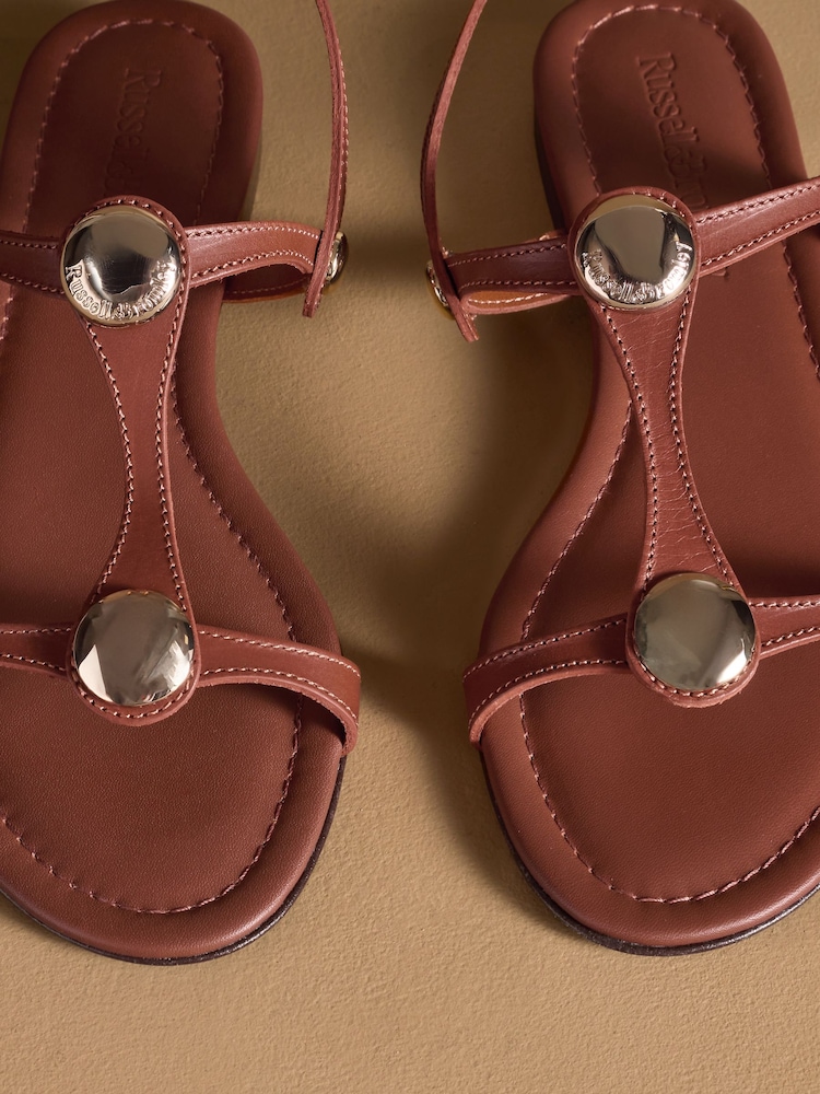Russell & Bromley Brown Lauren Disc Trim Sandals - Image 7 of 7