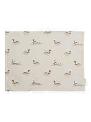Sophie Allport Set of 2 Neutral Stone Hare Fabric Placemats - Image 2 of 2