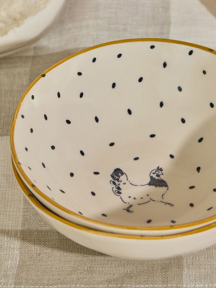 Sophie Allport Natural Chicken Stoneware Nibbles Bowl - Image 2 of 3