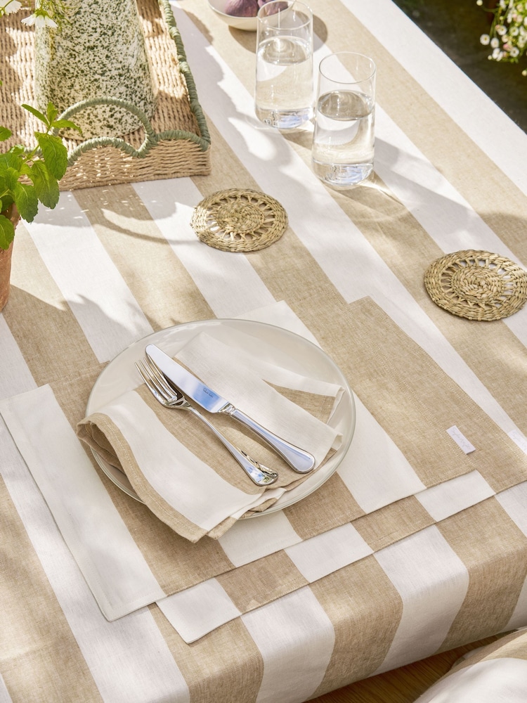 Sophie Allport Set of 2 Natural Witham Sand Stripe Linen Placemat - Image 1 of 3