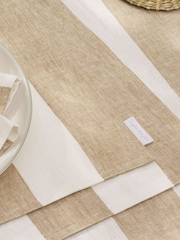 Sophie Allport Set of 2 Natural Witham Sand Stripe Linen Placemat - Image 2 of 3