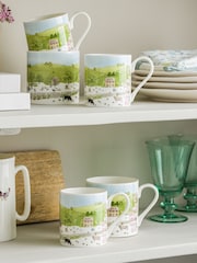 Sophie Allport White Spring Cottage Scene Mug - Image 1 of 3
