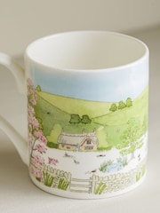 Sophie Allport White Spring Cottage Scene Mug - Image 2 of 3