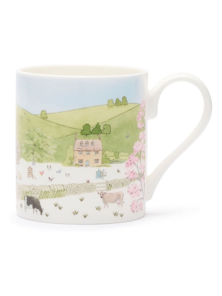 Sophie Allport White Spring Cottage Scene Mug - Image 3 of 3